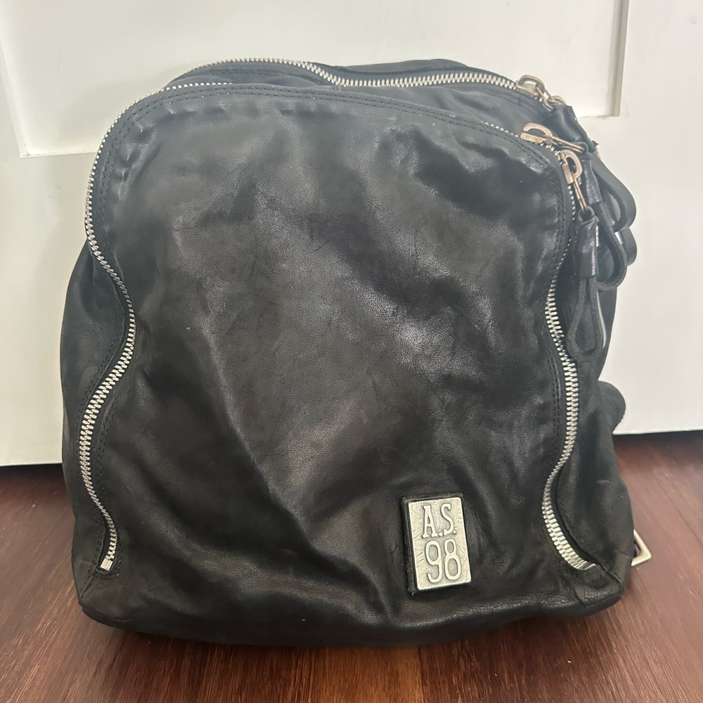 A.S.98 Howe Black Backpack with Silver Accents